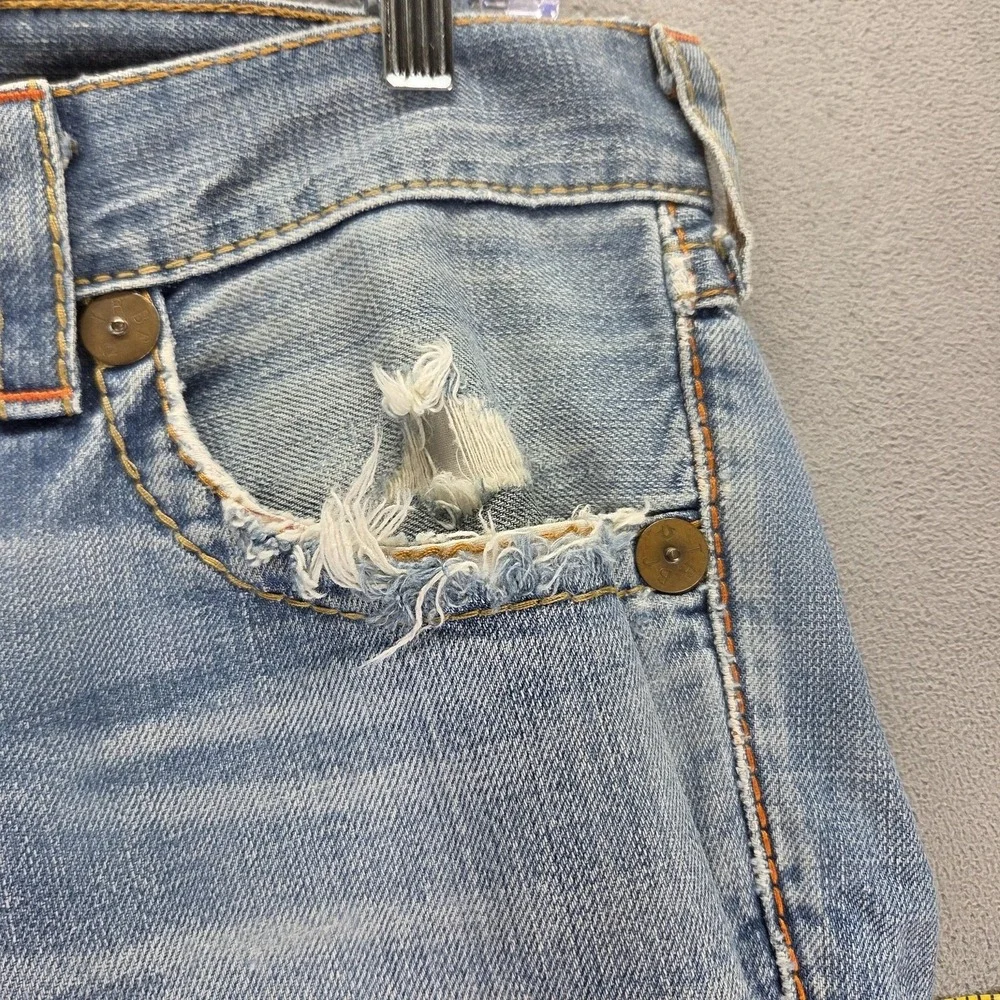 VTG True Religion Jeans Mens Joy Big T Bootcut Flare USA Altered Hem Fits 32x28